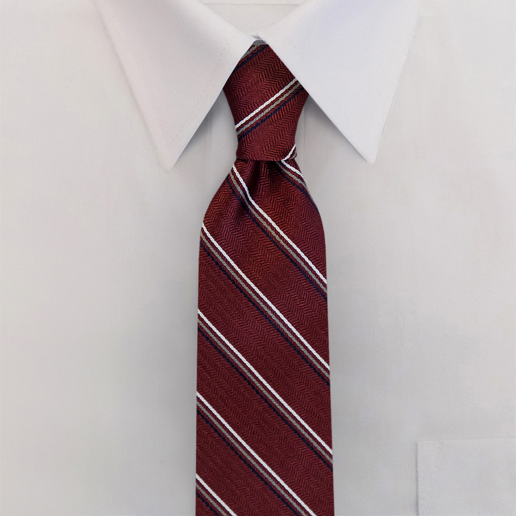 Burgundy/Grey Stripe #614<br>Clip-On Necktie-SB