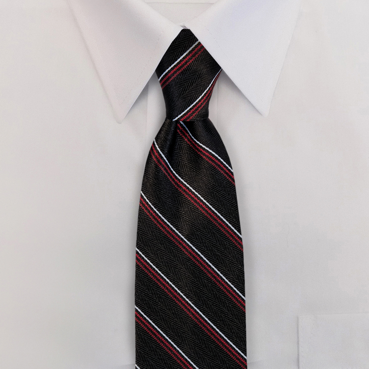 Black/Red Stripe #617<br>Clip-On Necktie-SB