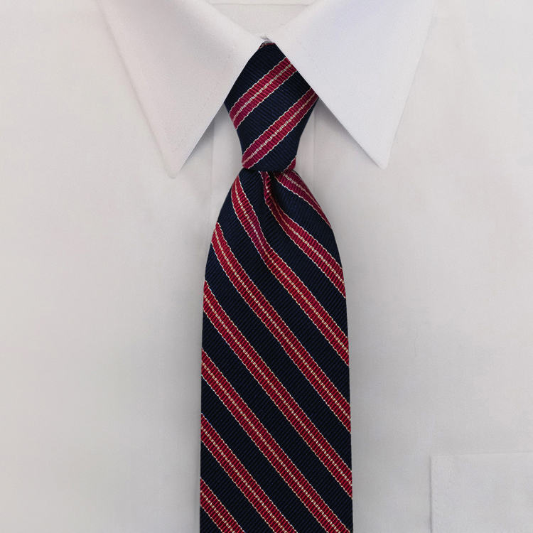Navy/Burgundy/Tan Stripe #391<br>Four-In-Hand Necktie-SB