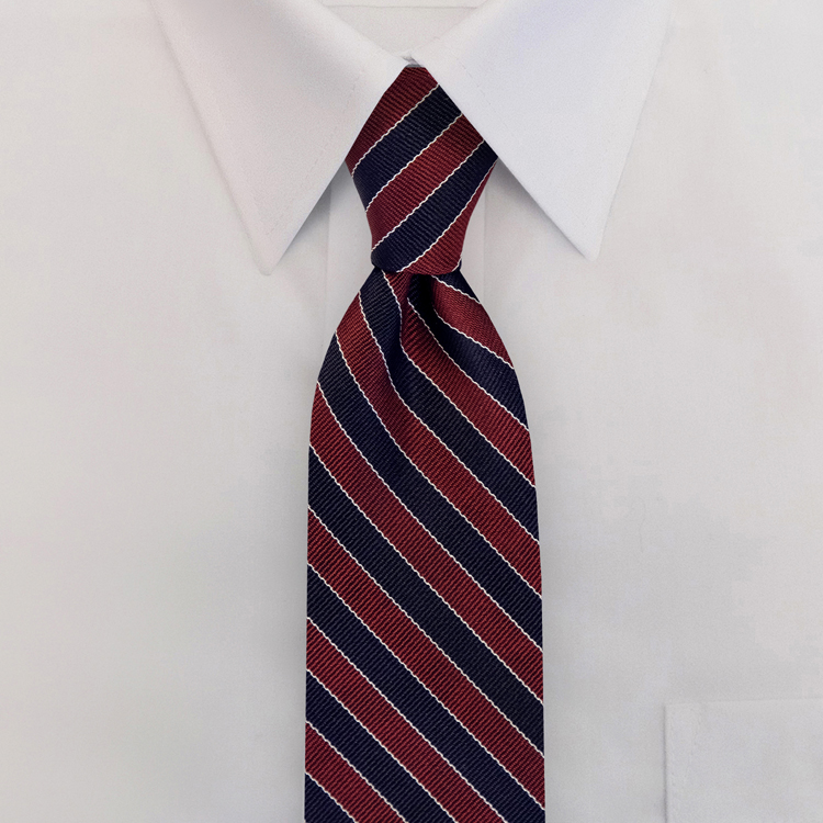 Navy/Burgundy/White Stripe #392<br>Clip-On Necktie<br>-SB