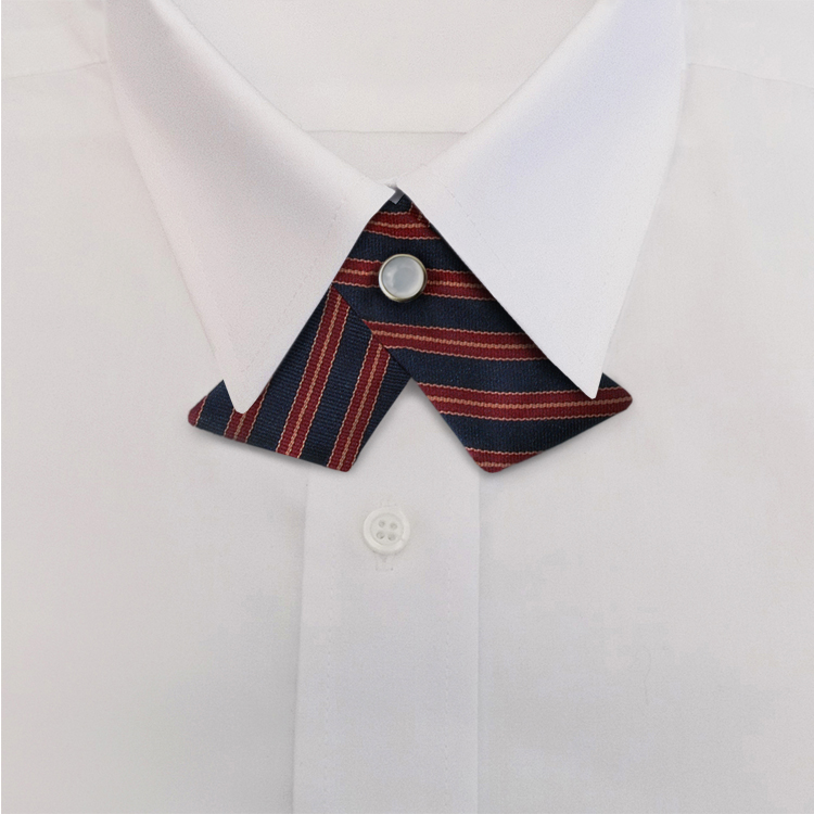Navy/Burgundy/Tan Stripe #391<br>Crossover Tie with Pearl Snap-SB