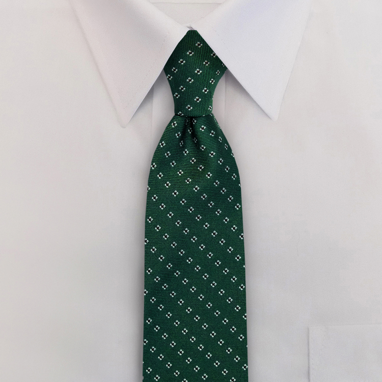 Green Woven Neat #419<br>Four-In-Hand Necktie-SB