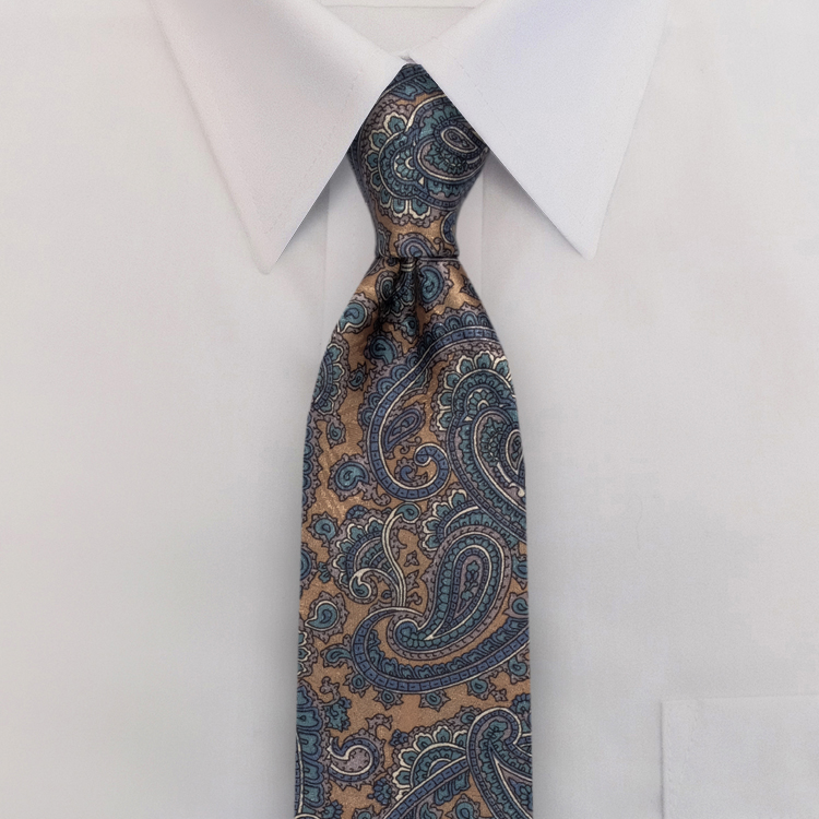 Blue Paisley Print #476<br>Four-In-Hand Necktie-SB
