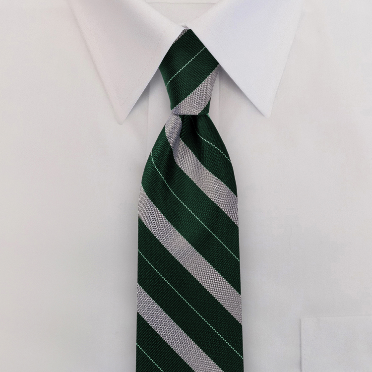 Green/Silver Stripe #719<br>Four-In-Hand Necktie-SB