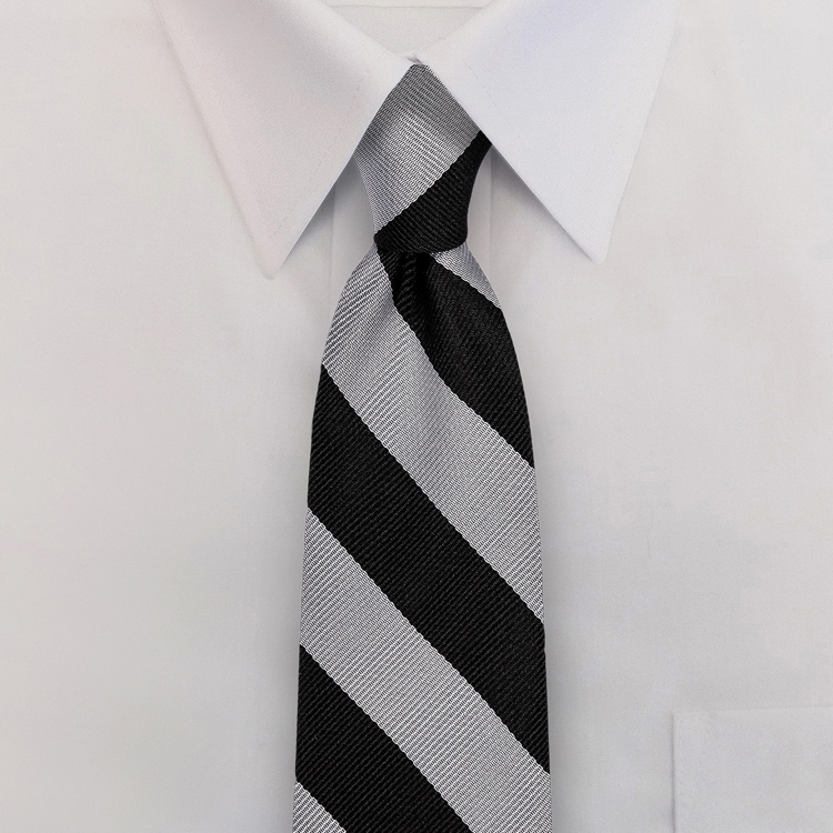 Black/Silver Stripe #825<br>Clip-On Necktie-SB