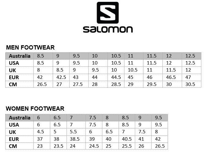 salomon shoe chart
