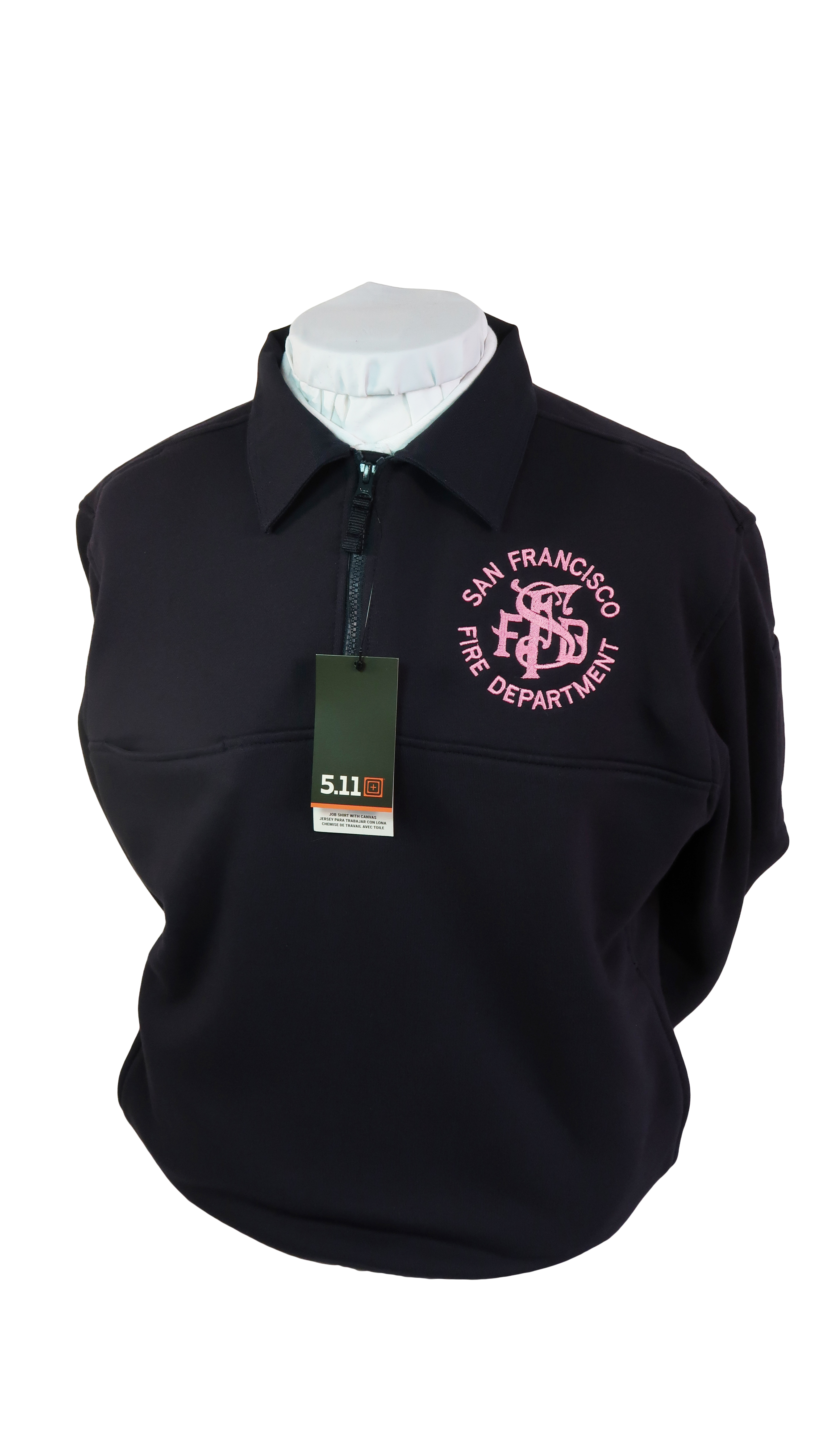 SFFD JOB SHIRT PINK ANTIQUE breast cancer embroidery logo