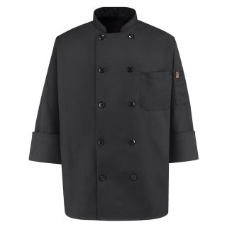Black Chef Coat Ten Pearl Buttons-Chef Designs