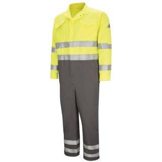 Mens Lightweight FR Hi-Visibility Deluxe Colorblocked Coverall with Reflective Trim-Bulwark�