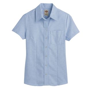 Womens Short-Sleeve Stretch Oxford Shirt-