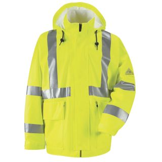 Mens FR Hi-Visibility Rain Jacket with Hood-Bulwark
