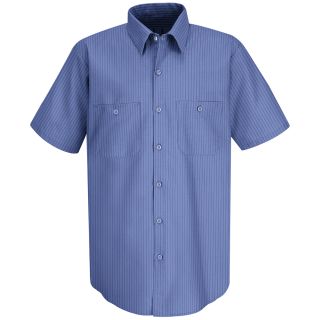 Mens Short Sleeve Industrial Stripe Work Shirt-
