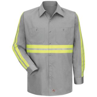 Long Sleeve Enhanced Visibility Cotton Work Shirt-Red Kap®