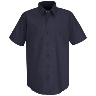 Mens Short Sleeve Wrinkle-Resistant Cotton Work Shirt-