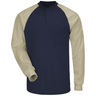 Bulwark Industrial Shirts Unisex Long Sleeve Color-Block Tagless Henley Shirt - EXCEL FR-Bulwark