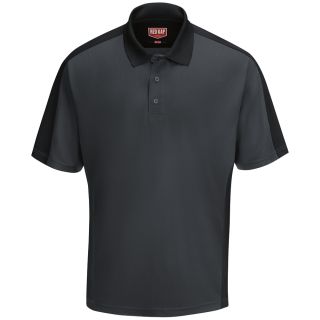 Mens Short Sleeve Performance Knit Two-Tone Polo-Red Kap