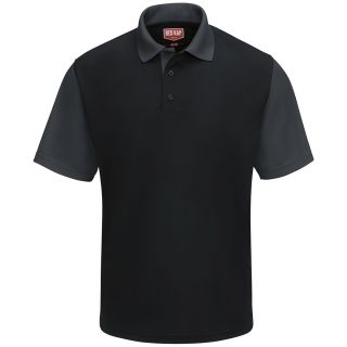 Mens Short Sleeve Performance Knit Color-Block Polo-