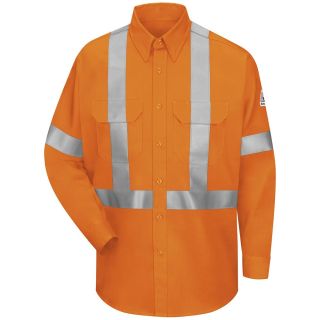 Mens Lightweight FR Enhanced Visibility Uniform Shirt with Reflective Trim-Bulwark