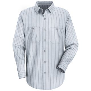 Mens Long Sleeve Industrial Striped Work Shirt-