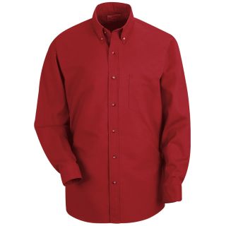 Mens Long Sleeve Poplin Dress Shirt-Red Kap®