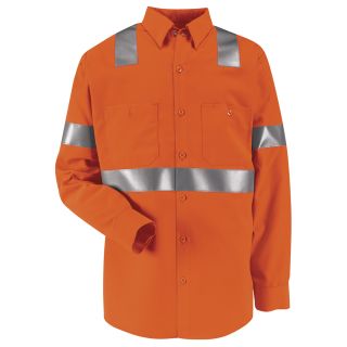 Mens Hi-Visibility Long Sleeve Work Shirt - Type R, Class 2-Red Kap