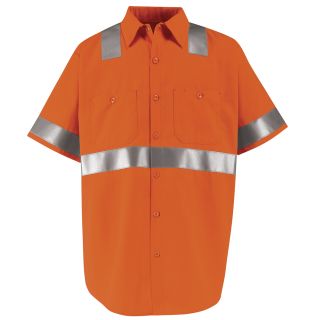 Mens Hi-Visibility Short Sleeve Work Shirt - Type R, Class 2-Red Kap®
