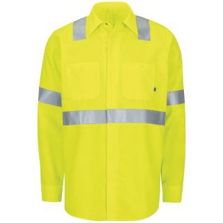 Long Sleeve Hi-Visibility Ripstop Work Shirt with MIMIX + OilBlok, Type R Class 2-Red Kap�