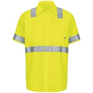 Short Sleeve Hi-Visibility Ripstop Work Shirt with MIMIX + OilBlok, Type R Class 3-Red Kap�