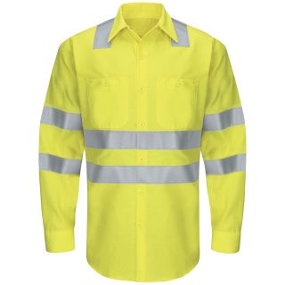 Mens Hi-Visibility Long Sleeve Ripstop Work Shirt - Type R, Class 3-