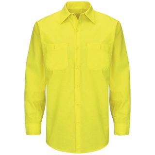 Mens Hi-Visibility Long Sleeve Color Block Ripstop Work Shirt - Type R, Class 2-Red Kap