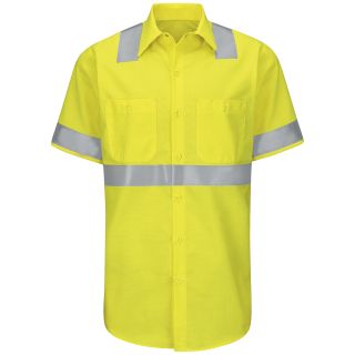 Mens Hi-Visibility Short Sleeve Color Block Ripstop Work Shirt - Type R, Class 2-