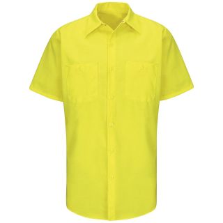 Mens Hi-Visibility Short Sleeve Ripstop Work Shirt - Type R, Class 3-Red Kap