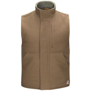 Mens Sherpa Lined Brown Duck Vest-Bulwark