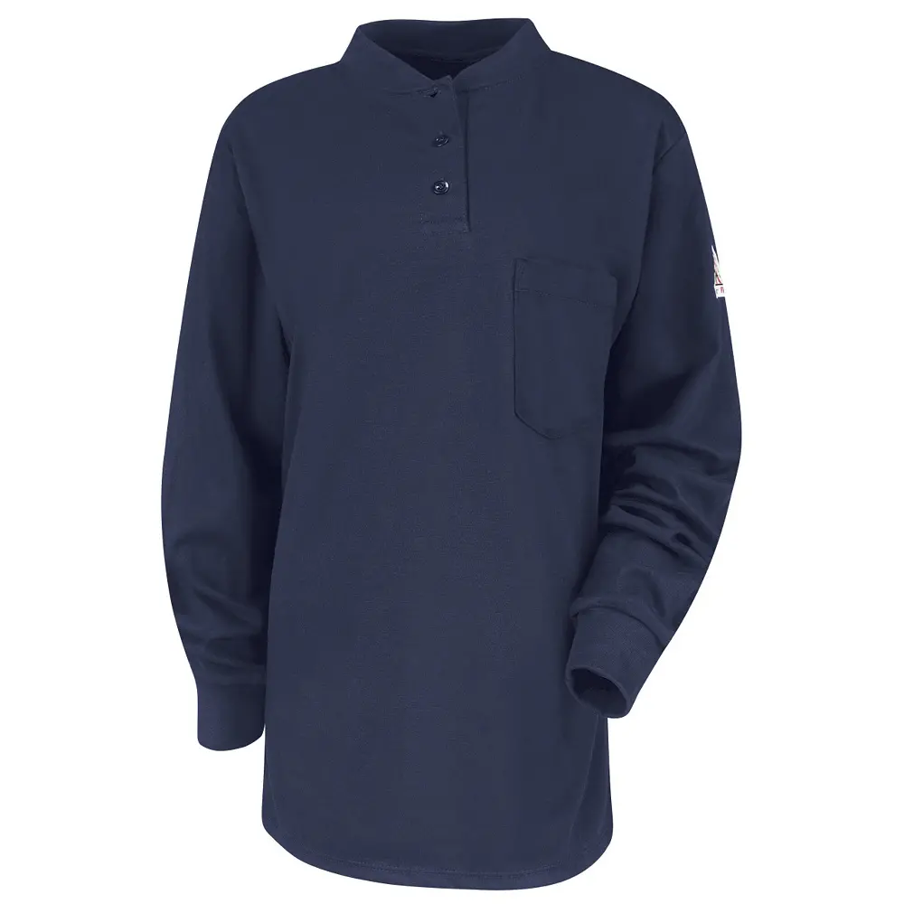 Bulwark® Industrial Shirts SEL3 Long Sleeve Tagless Henley Shirt - EXCEL FR-Bulwark