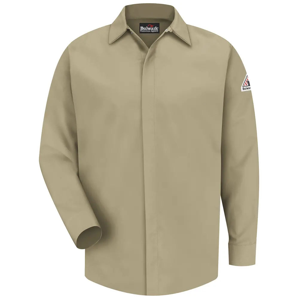 Men&#39;s Midweight FR Pocketless Concealed&#45;Gripper Work Shirt-Bulwark