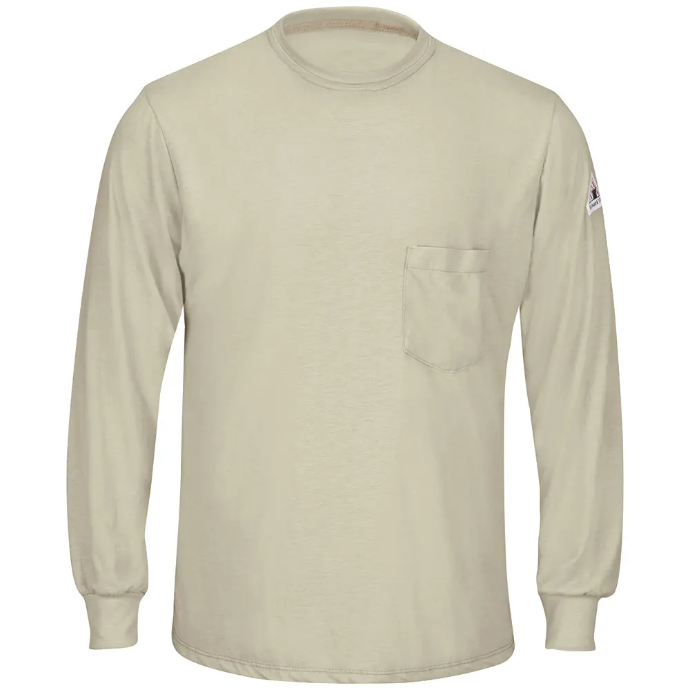 Bulwark® Public Safety Shirts Long Sleeve Khaki Lightweight T-Shirt-Bulwark