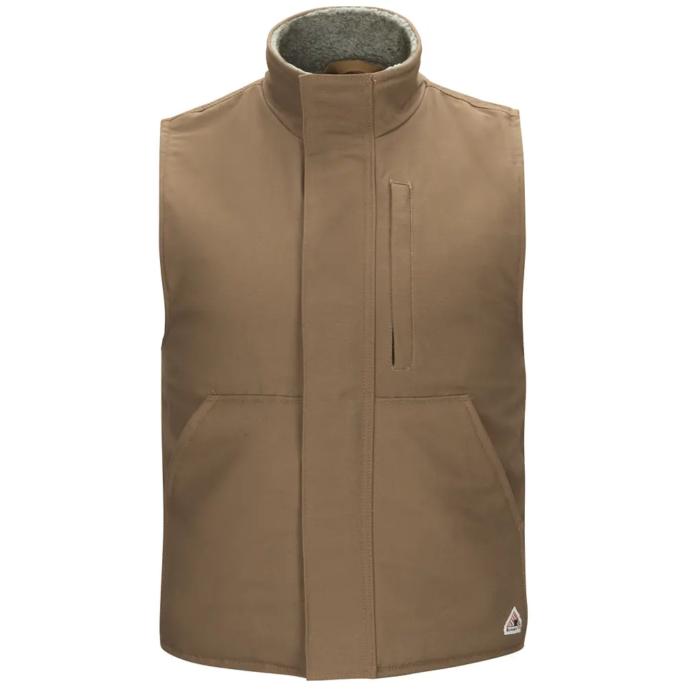 Men&#8216;s Sherpa Lined Brown Duck Vest-
