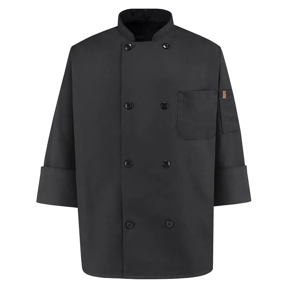 Chef Designs Hospitality Chef Coats Eight Pearl Button Black Chef Coat-Chef Designs
