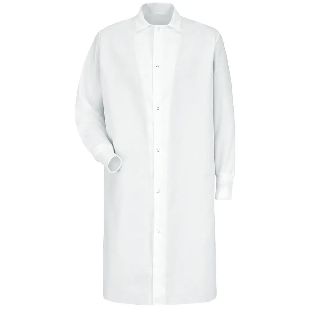 Red Kap® Industrial Food Processing  Gripper-Front Spun Polyester Pocketless Butcher Coat with Knit Cuffs-Red Kap