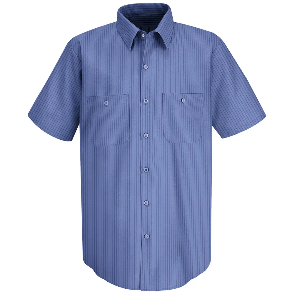 Men&#8216;s Short Sleeve Industrial Stripe Work Shirt-Red Kap