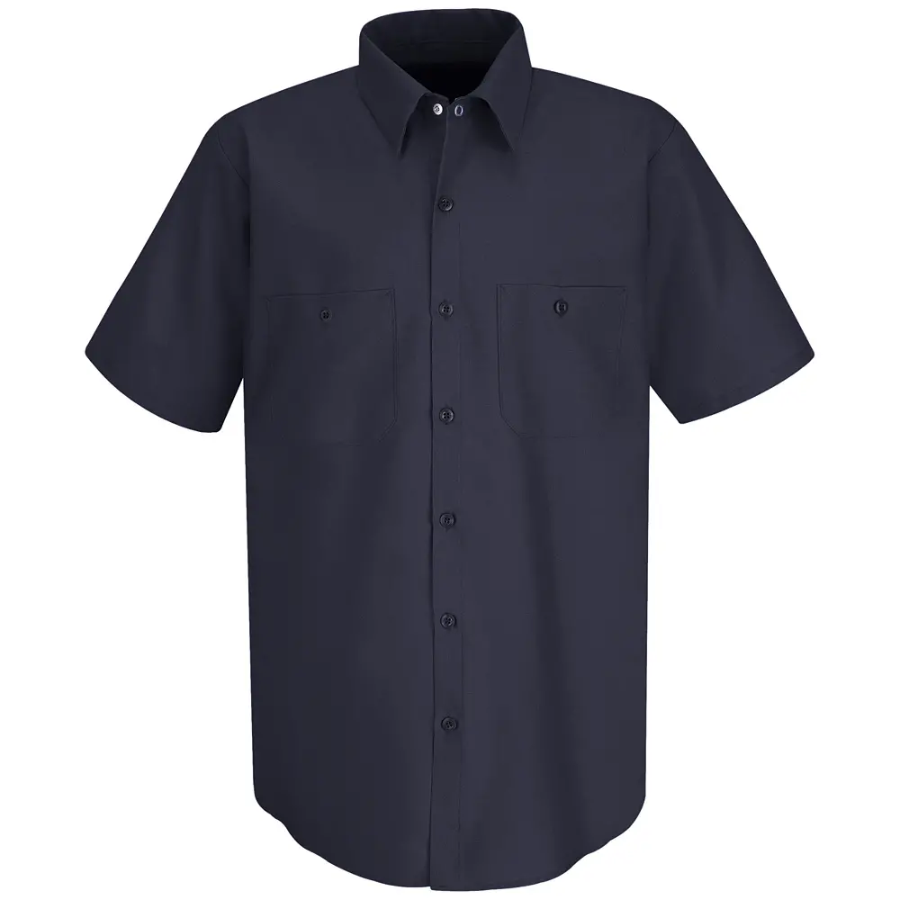 Men&#39;s Short Sleeve Wrinkle&#45;Resistant Cotton Work&#160;Shirt-Red Kap