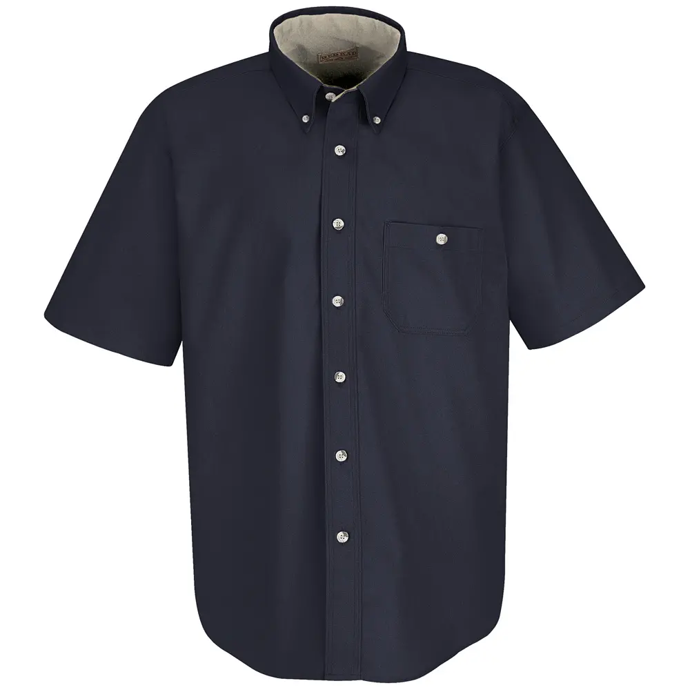 Men&#8216;s Short Sleeve Cotton Contrast Dress Shirt-