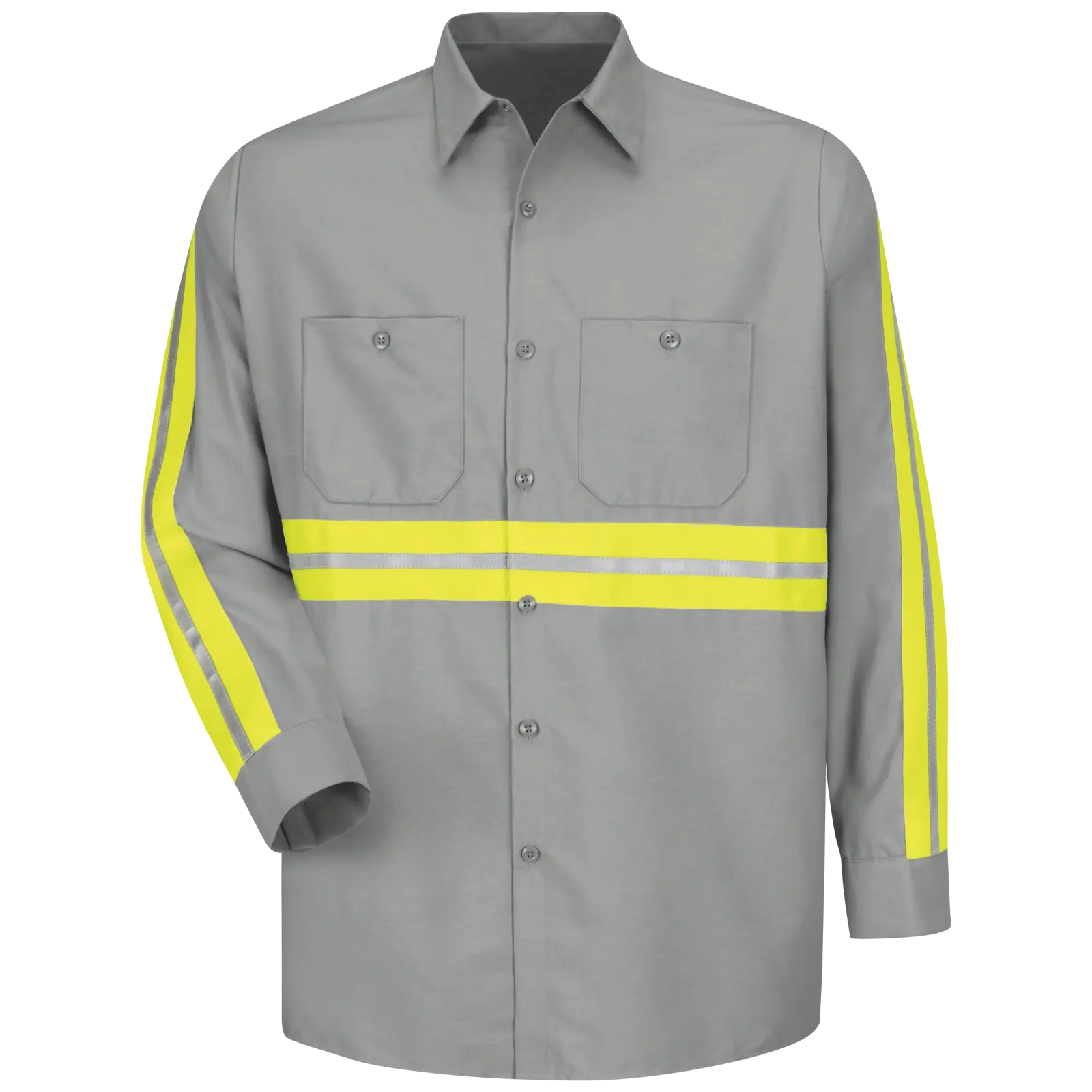 Long Sleeve Enhanced Visibility Industrial&#160;Work Shirt-Red Kap