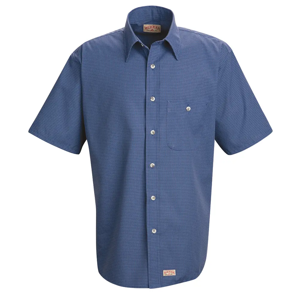 Men&#8216;s Short Sleeve Mini-Plaid Uniform Shirt-
