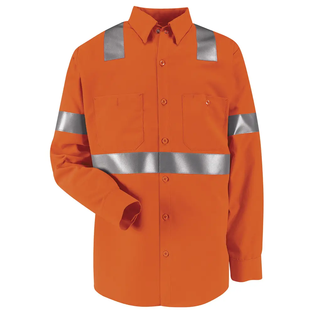 Long Sleeve Enhanced Visibility Work Shirt-Red Kap