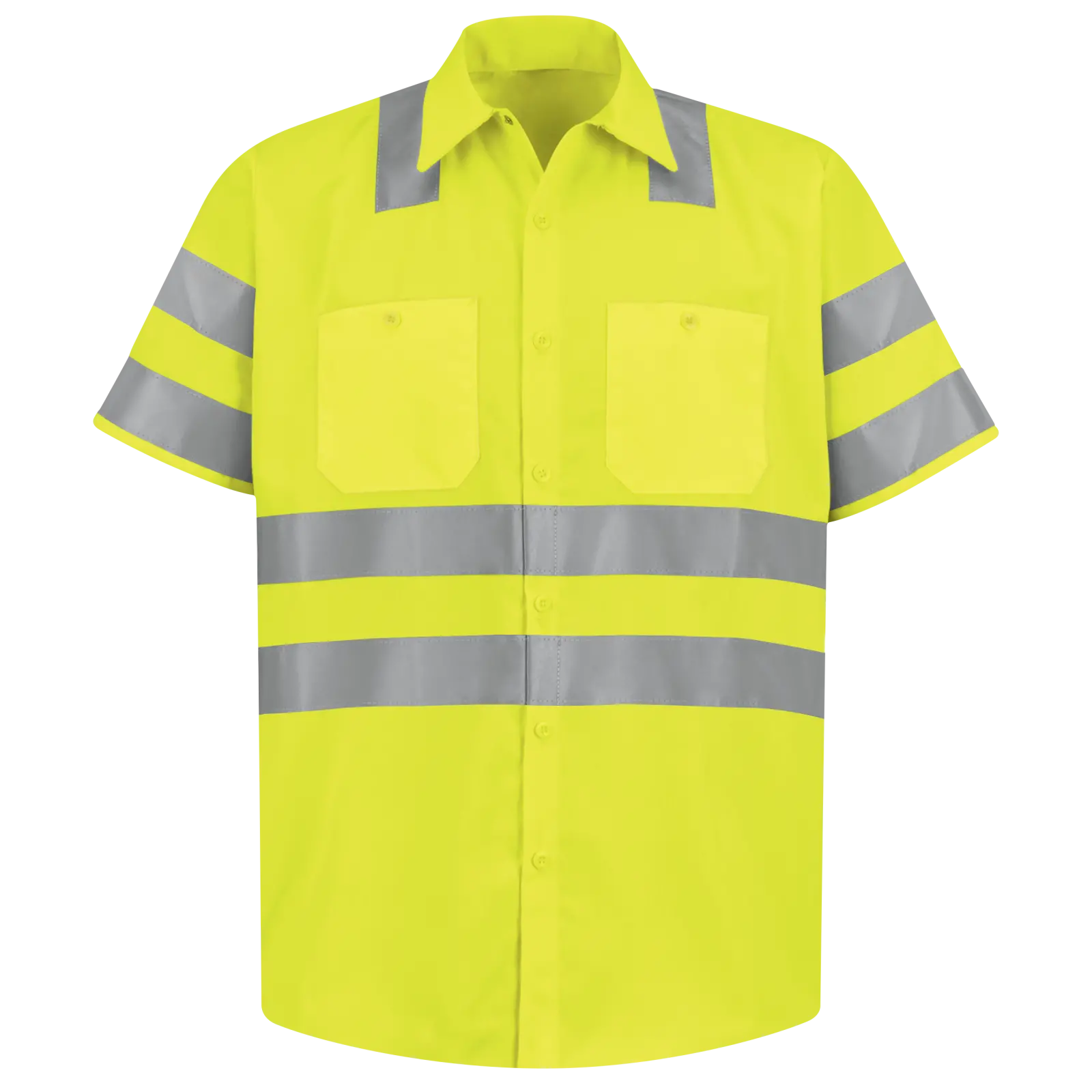 Men&#39;s Hi&#45;Visibility Short Sleeve Work Shirt &#45; Type R&#44; Class 3-Red Kap
