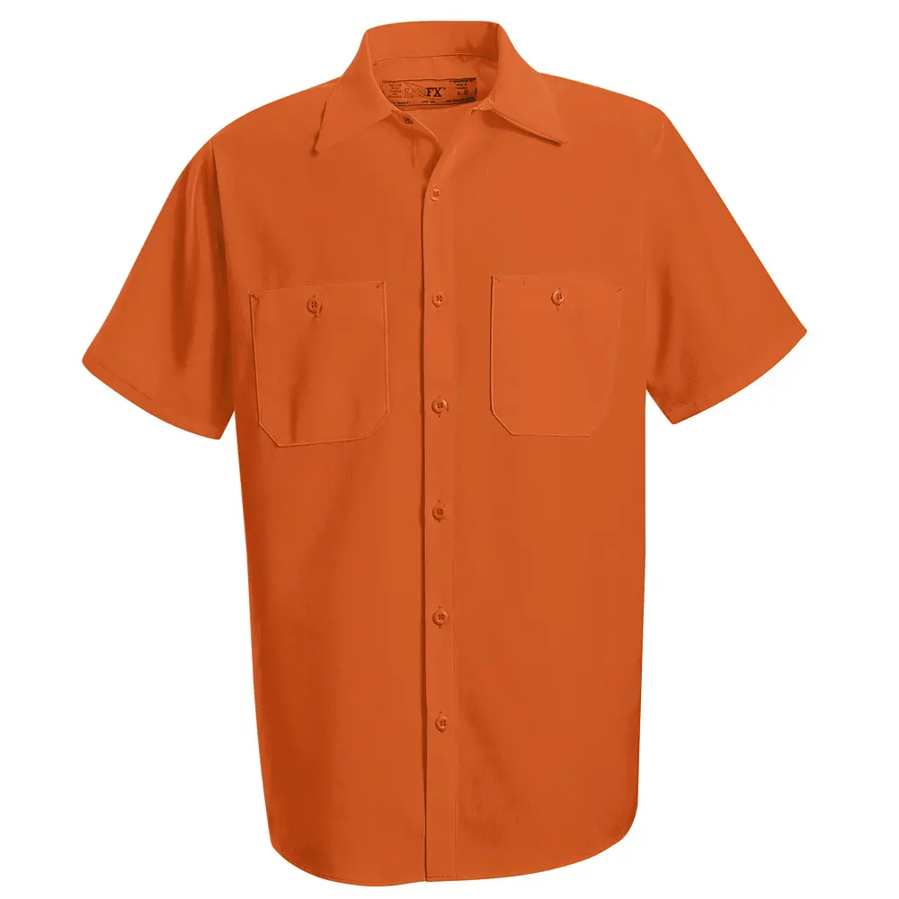 Men&#8216;s Hi-Visibility Orange Short Sleeve Work Shirt - Type R, Class 2-Red Kap