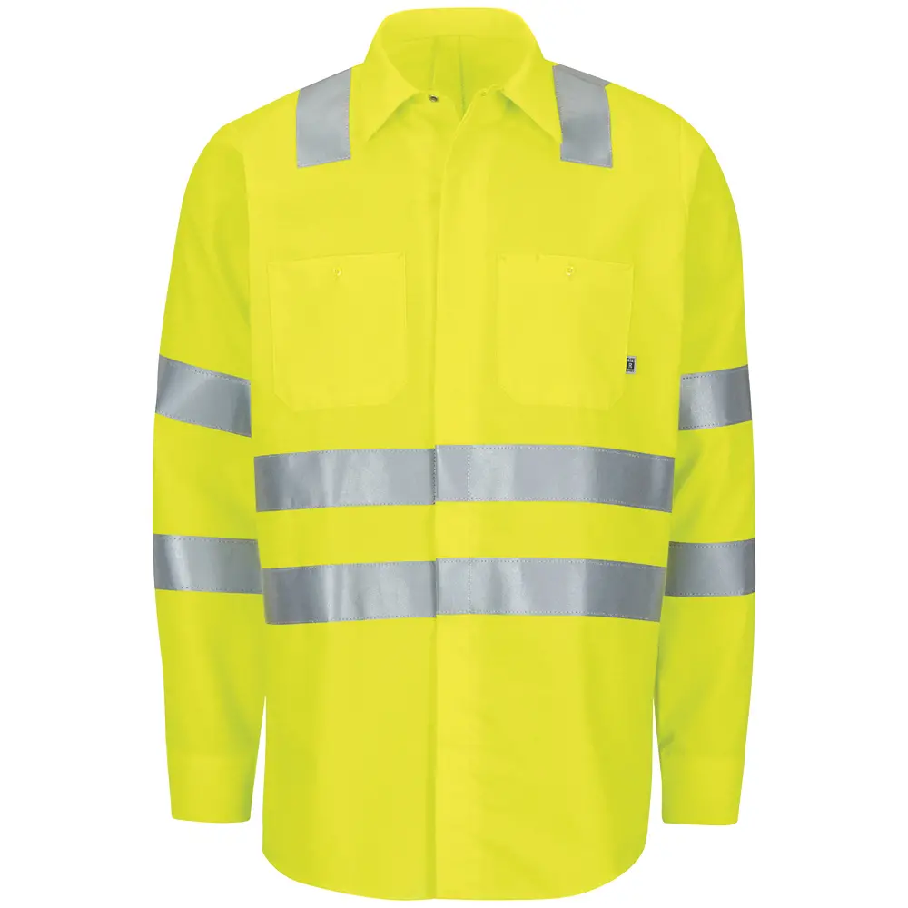 Long Sleeve Hi-Visibility Ripstop Work Shirt with MIMIX + OilBlok, Type R Class 2-Red Kap