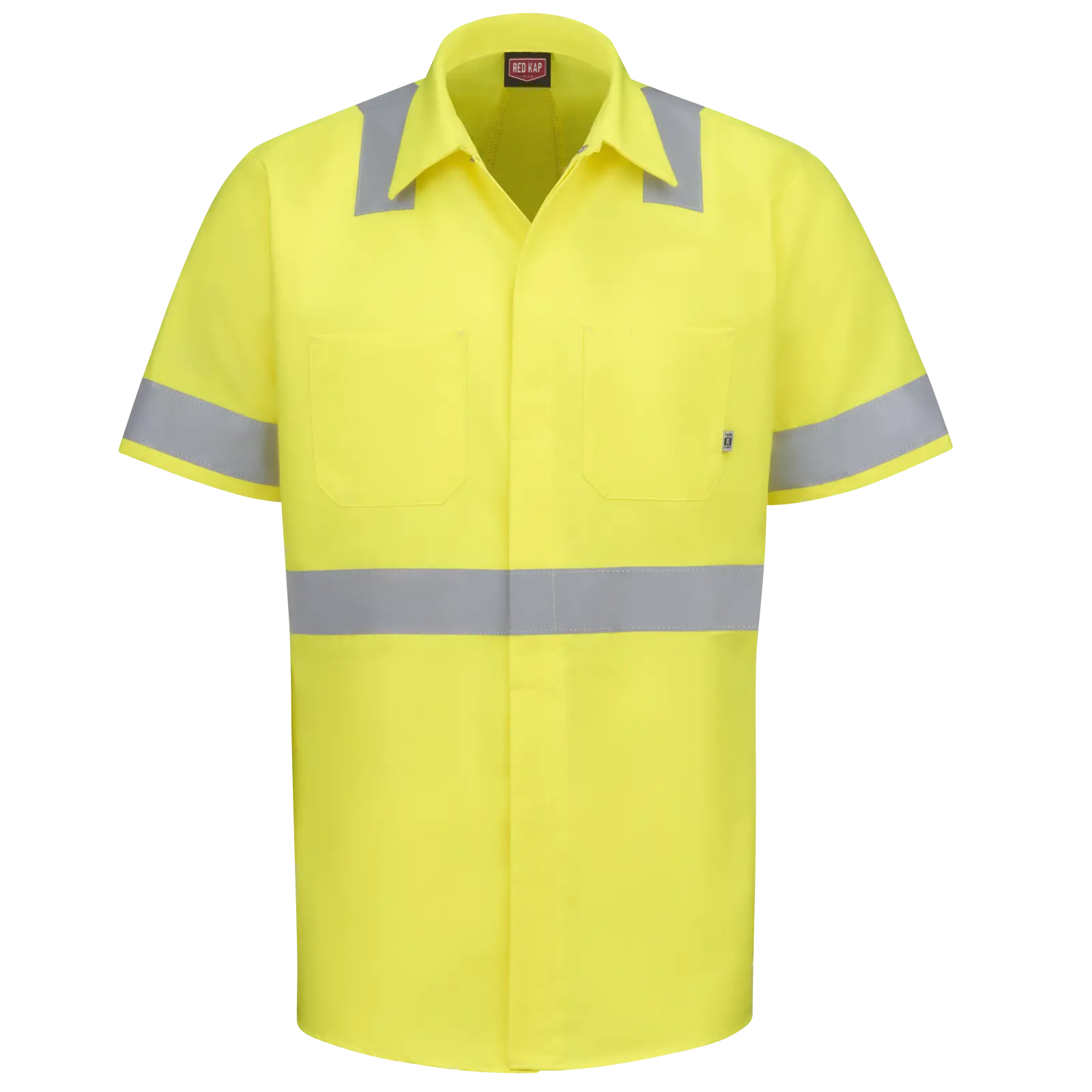 Short Sleeve Hi&#45;Visibility Ripstop Work Shirt with MIMIX &#43; OilBlok&#44; Type R Class 2-Red Kap