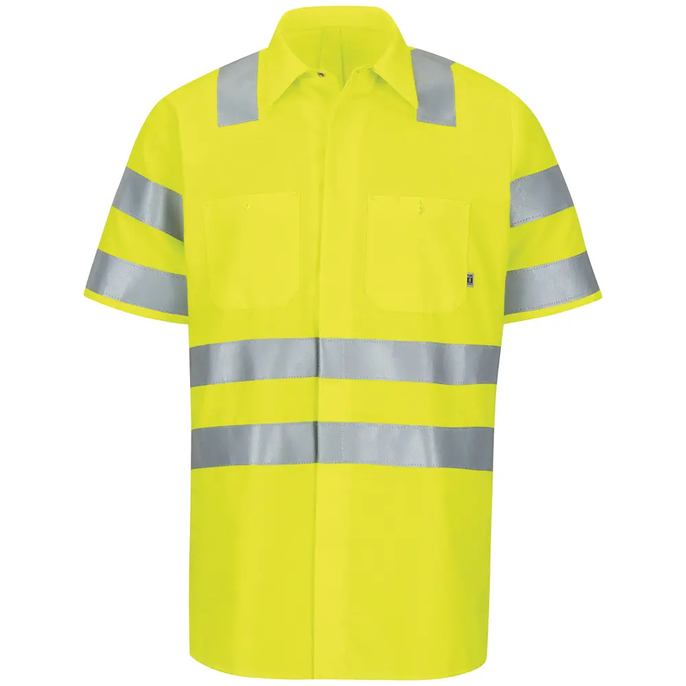 Short Sleeve Hi-Visibility Ripstop Work Shirt with MIMIX + OilBlok, Type R Class 2-Red Kap